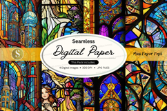 Seamless digital paper pack with stained glass textures and Product Image 1