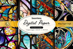 Seamless digital paper pack with floral and abstract pattern Product Image 1