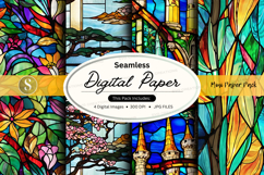 Seamless digital paper pack floral vintage mosaic textures Product Image 1