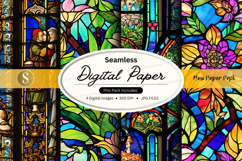 Seamless digital paper pack floral vintage textures backgrou Product Image 1