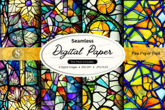 Seamless digital paper pack abstract colorful textures backg Product Image 1