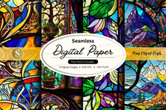 Seamless digital paper texture vintage mosaic pattern backgr Product Image 1