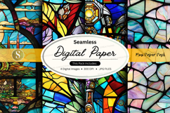 Seamless digital paper texture with stained glass pattern Product Image 1