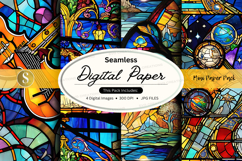 Seamless digital paper pack with vibrant abstract textures a Product Image 1