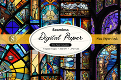 Seamless stained glass digital paper texture background Product Image 1