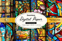 Seamless digital paper texture with stained glass pattern Product Image 1