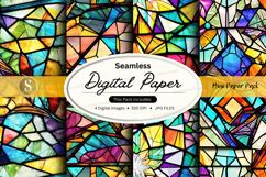 Seamless digital paper pack colorful geometric patterns back Product Image 1