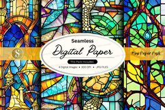 Seamless digital paper texture with stained glass pattern Product Image 1