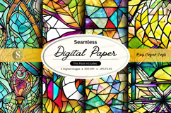 Seamless digital paper texture with colorful stained glass p Product Image 1