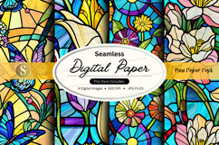 Seamless floral digital paper pack vintage colorful backgrou Product Image 1