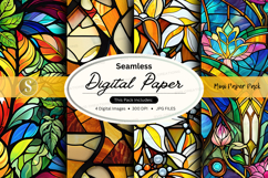 Seamless digital paper pack floral vintage mosaic texture ba Product Image 1