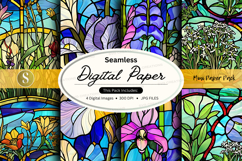 Seamless floral digital paper pack vintage textures backgrou Product Image 1