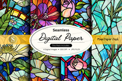 Seamless floral digital paper pack vintage watercolor textur Product Image 1