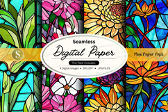 Seamless floral digital paper pack vintage boho patterns Product Image 1