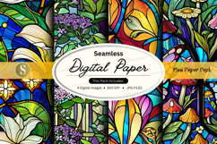 Seamless digital paper patterns floral vintage background te Product Image 1