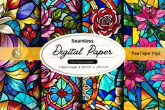 Seamless floral digital paper pack with vibrant patterns Product Image 1