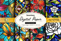 Seamless digital paper textures floral vintage design pack Product Image 1