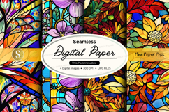 Seamless digital paper pack floral vintage pattern backgroun Product Image 1