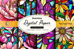 Seamless digital paper patterns floral vintage colorful back Product Image 1