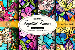 Seamless digital paper patterns floral vibrant backgrounds Product Image 1