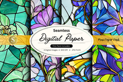 Seamless floral digital paper pack watercolor textures backg Product Image 1