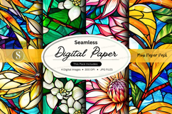 Seamless floral digital paper pack vintage watercolor textur Product Image 1