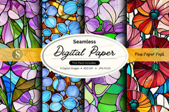 Seamless digital paper pack floral watercolor textures backg Product Image 1