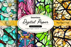 Seamless digital paper pack floral vintage patterns backgrou Product Image 1