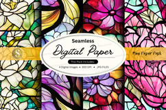 Seamless floral digital paper pack vibrant colorful patterns Product Image 1