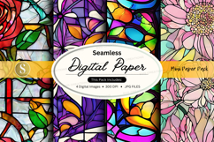 Seamless digital paper pack with floral and geometric patter Product Image 1
