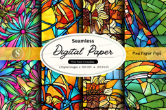 Seamless digital paper pattern vibrant colorful floral desig Product Image 1