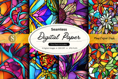 Seamless digital paper patterns vibrant colorful floral text Product Image 1