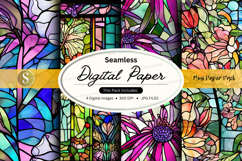 Seamless digital paper pack floral watercolor textures backg Product Image 1