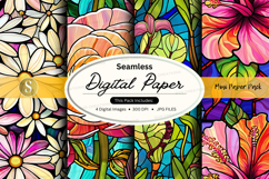Seamless floral digital paper pack with vibrant patterns Product Image 1