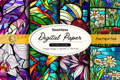 Seamless digital paper pack floral vintage textures backgrou Product Image 1