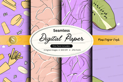 Seamless digital paper pack with kiwi and lemon patterns Product Image 1