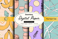 Seamless digital paper textures with banana leaves and jars Product Image 1