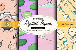 Seamless digital paper texture with green leaf pattern Product Image 1