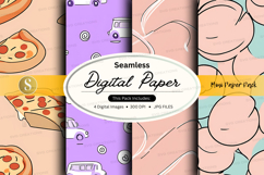 Seamless digital paper pack with food and tech designs Product Image 1