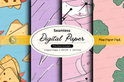 Seamless digital paper pack with geometric patterns and text Product Image 1