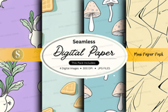 Seamless digital paper pack with floral and mushroom texture Product Image 1