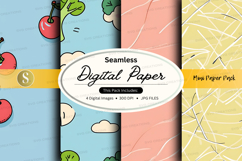 Seamless digital paper pack with fruit patterns and textures Product Image 1