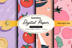 Seamless digital paper pack with fruit and floral patterns Product Image 1