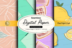 Seamless digital paper pack lemon floral textures background Product Image 1