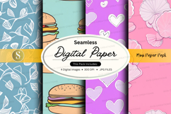 Seamless digital paper pack with food and hearts background Product Image 1