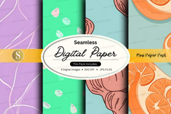 Seamless digital paper textures pack with floral and citrus Product Image 1
