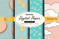 Seamless digital paper textures with ice cream and clouds pa Product Image 1