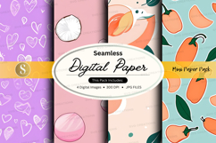 Seamless digital paper pack with floral and fruit patterns Product Image 1