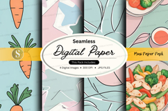 Seamless digital paper pack with tropical and food textures Product Image 1