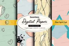 Seamless digital paper texture mockup with floral design Product Image 1